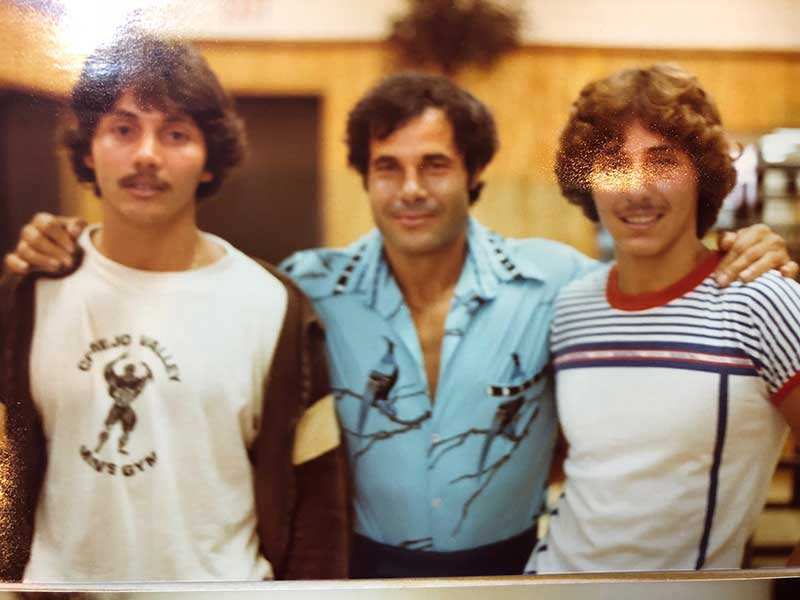 Dr. Robert Cassar and his Brother Mark with Dr. Franco Columbu at the Conejo Valley Gym